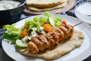 Greek Chicken Souvlaki Pitas with Tzatziki Sauce