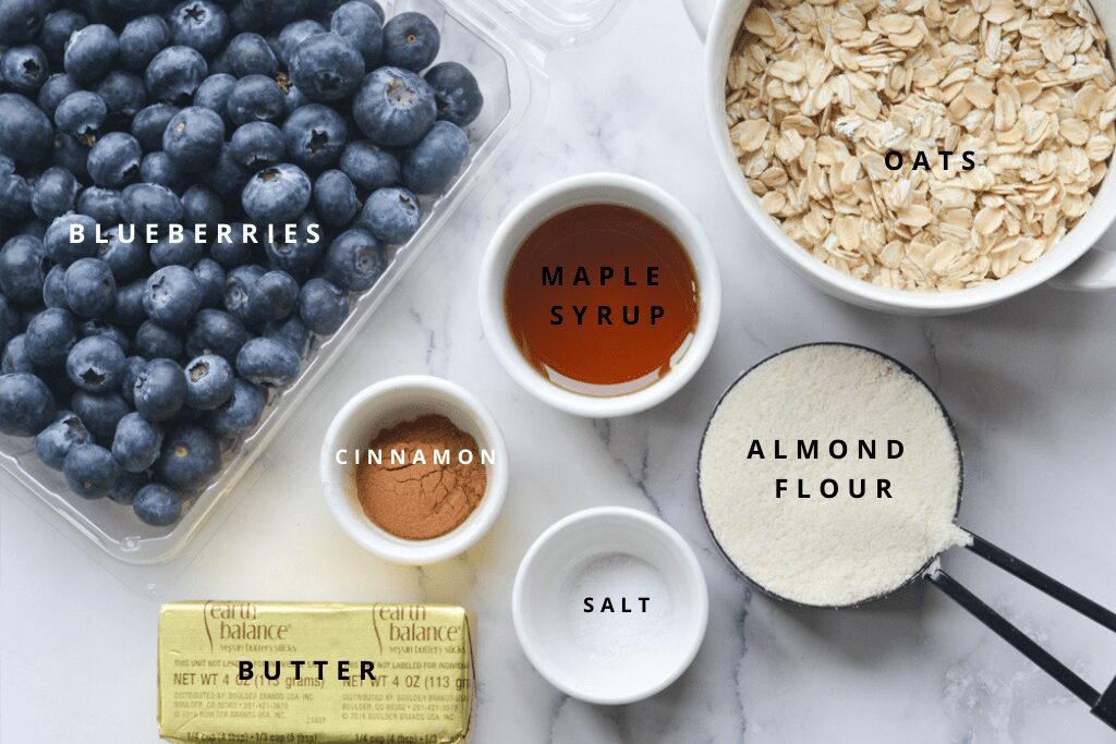 Ingredients need to make Blueberry Breakfast Crisp. 