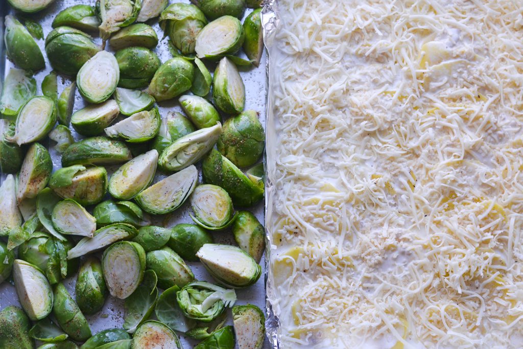 brussel sprouts and au gratin potatoes