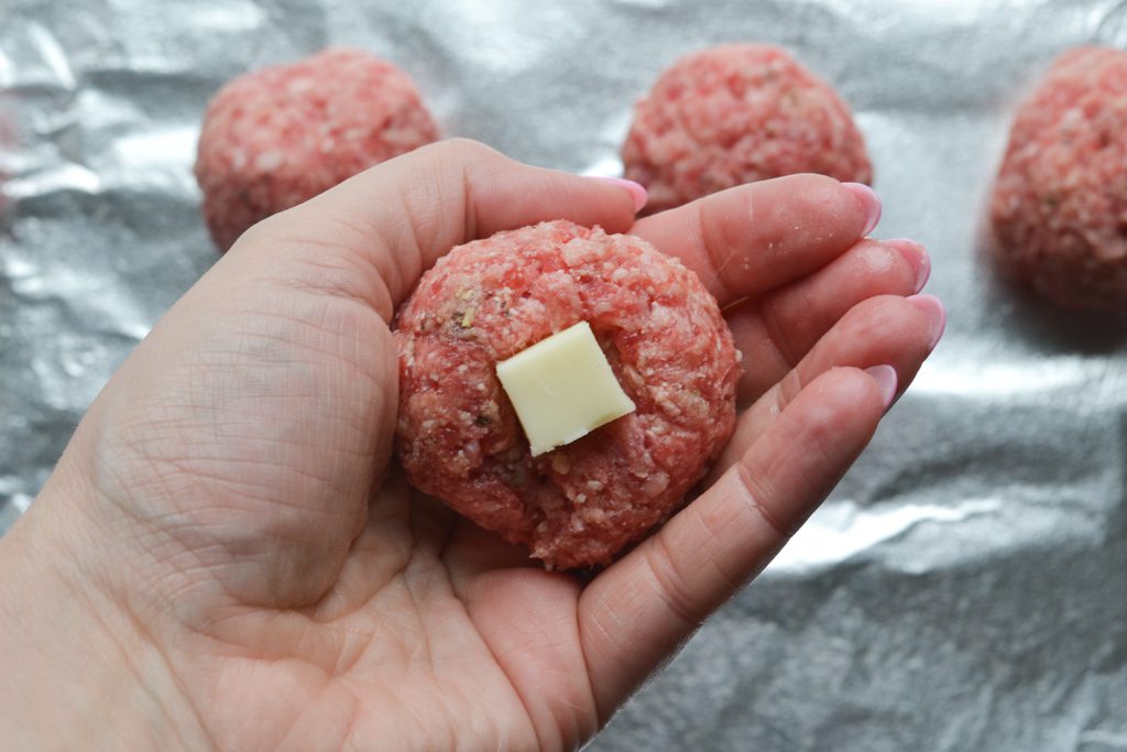 meatball with mozzarella cube