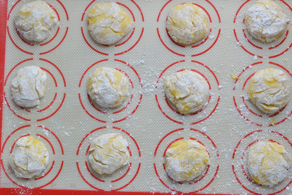 lemon cake mix cookies before baking